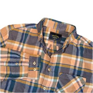 Portuguese Flannel Plaid Men's Med Long Sleeve Button Up Shirt Old Style Cotton